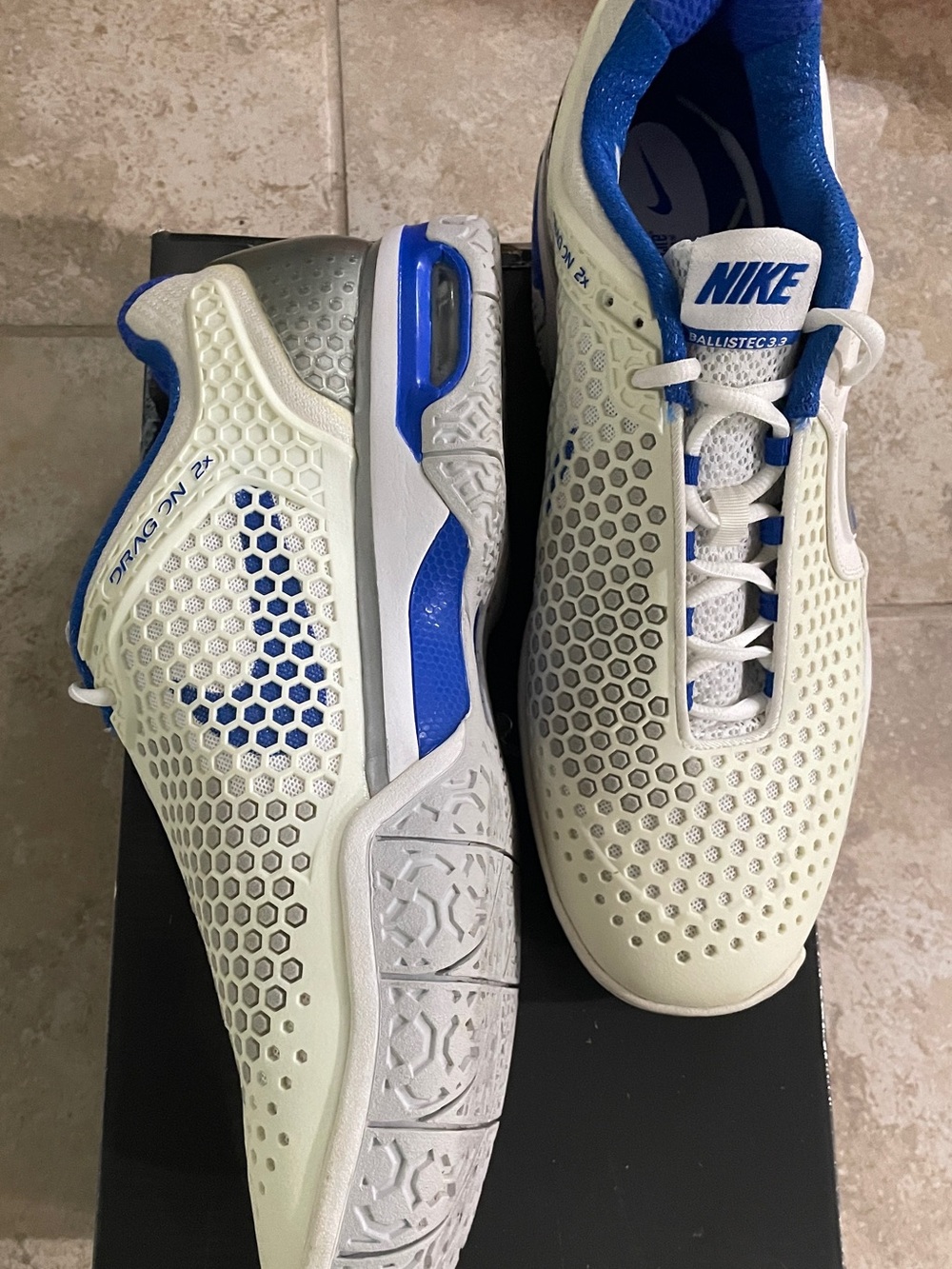 Nike Men’s Cream & Blue Ballistec 3.3 Tennis Shoes